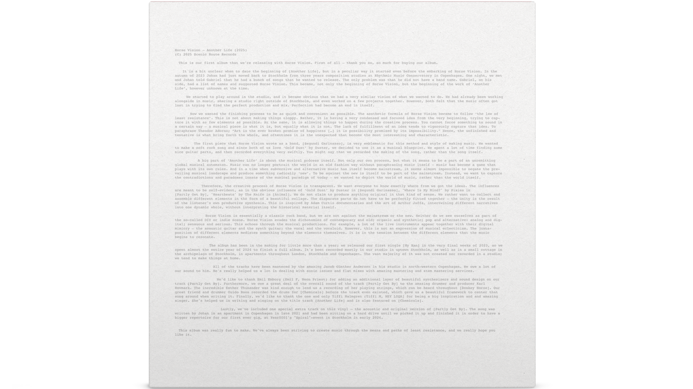 The Horse Vision Manifesto of 'Another Life'